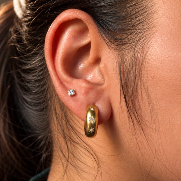 Celestial Star Gold Hoops