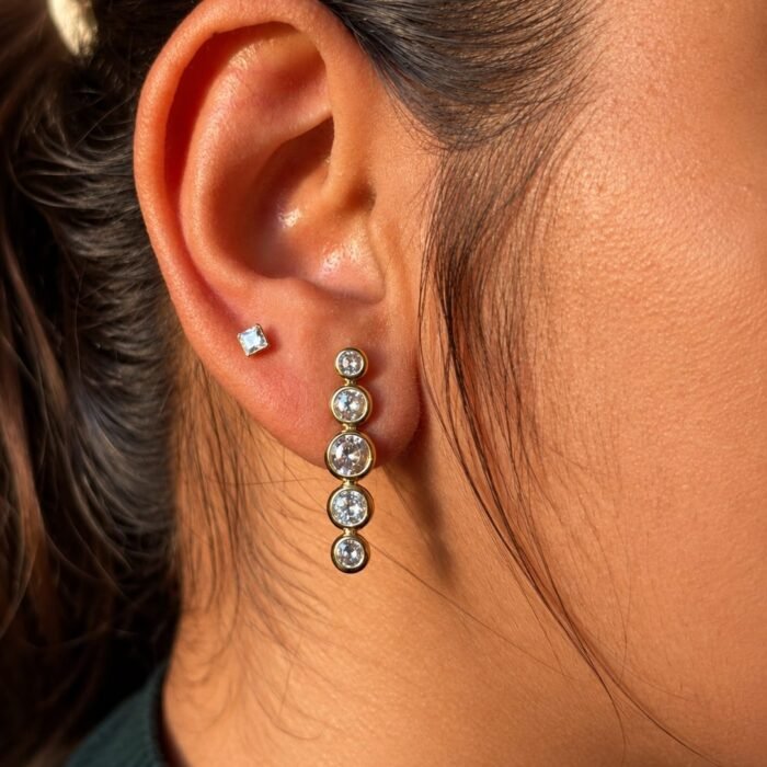 Golden Crystal Drop Earrings