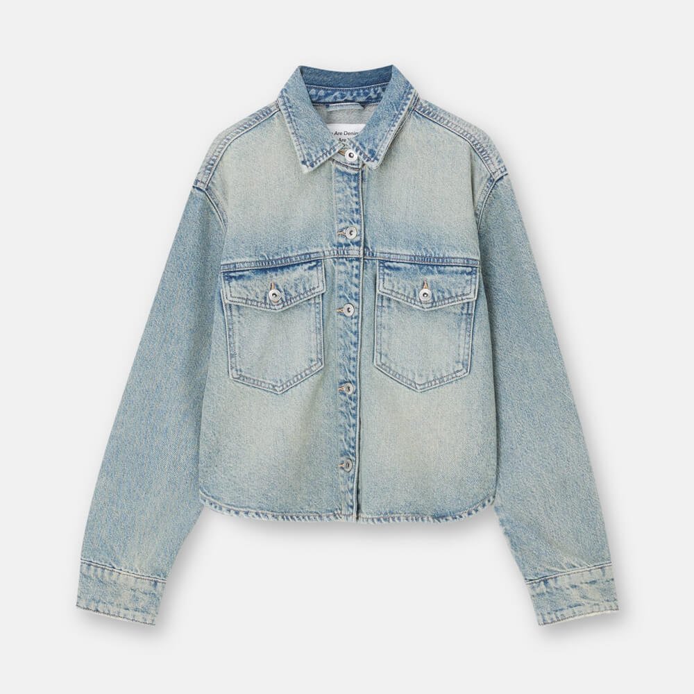 Dirty-effect denim overshirt